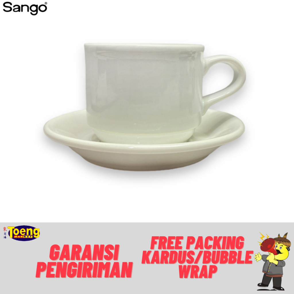 Cangkir+Lepek Kopi/Teh Sango - STACKABLE C/S 05501/2 POLOS SANGO