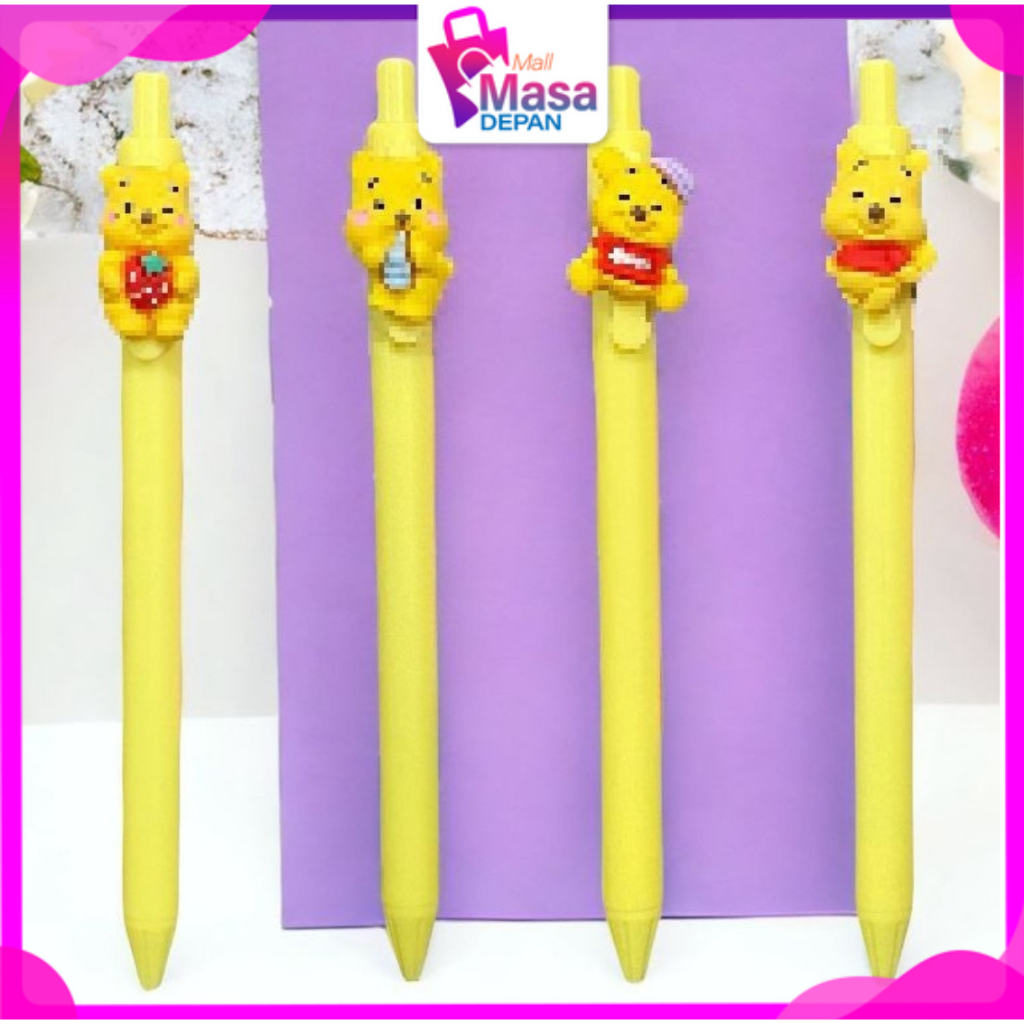 

MMD Pulpen Bear Kuning Tinta Gel Cair Hitam Motif Animasi Kartun Unik Pena Cetekan Karakter Beruang Kuning Lucu Alat Tulis Sekolah Kantor Stationary