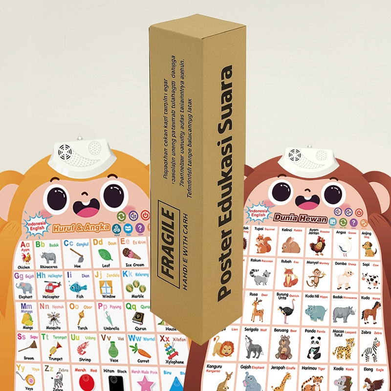 

【Box Karton】Poster Dinding Edukasi Suara Mainan Kotak Kemasan Poster Dapat Gratis Jika Beli 2 Poster
