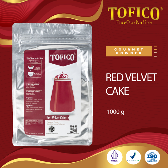 

Powder Red Velvet Cake Tofico / Bubuk Minuman Rasa Kue Red Velvet Premium 1KG / Tofico Syrup Official termurah