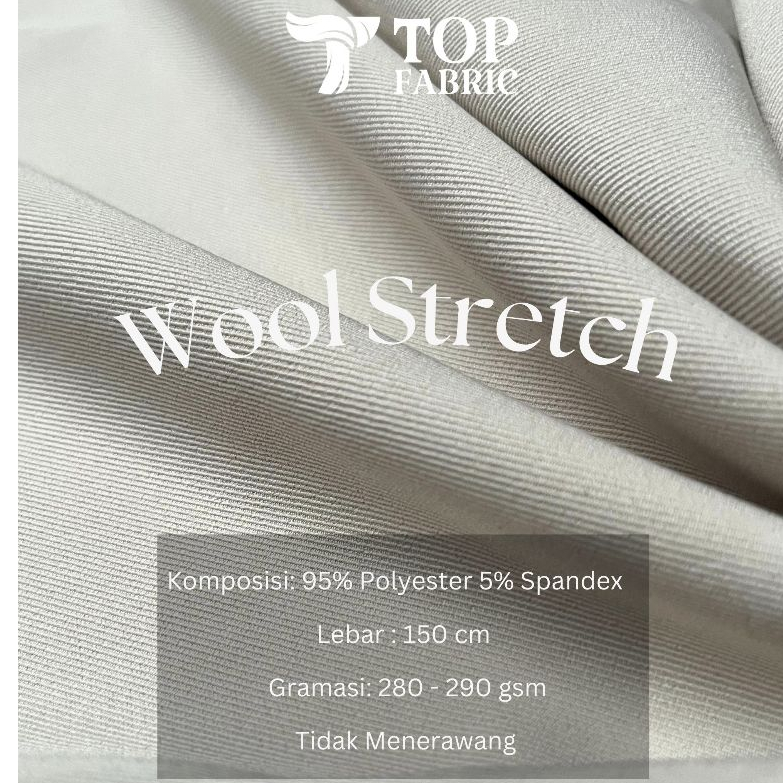 Kain Wool Stretch Bahan Celana Formal Tebal 0.5 Meter