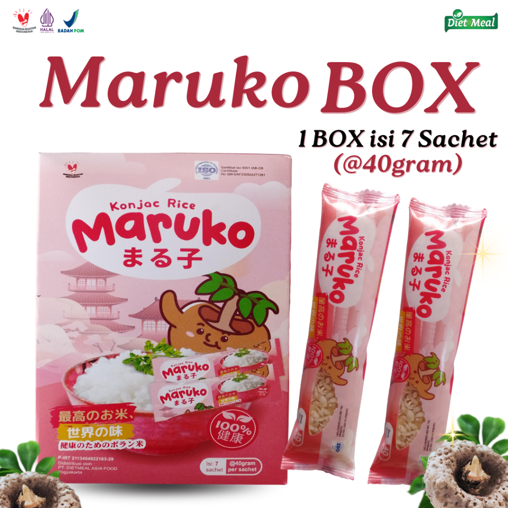 

Beras Porang shirataki MARUKO kemasan DUS BOX isi 7 sacet