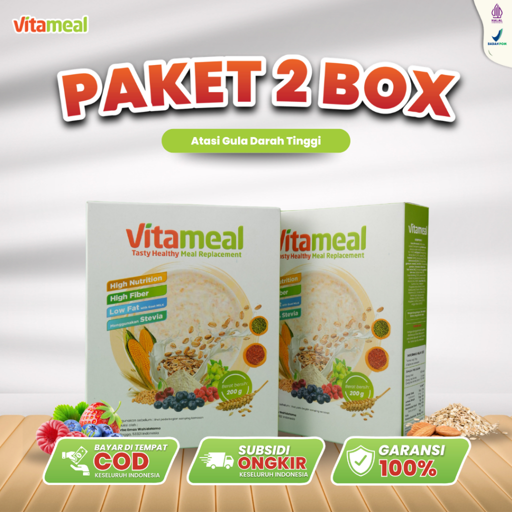 

VITAMEAL GANDUM SEREAL OAT NUTRISI KUAT 100% ORIGINAL MENU SARAPAN SEHAT HIPERTENSI DIABETES RENDAH GULA
