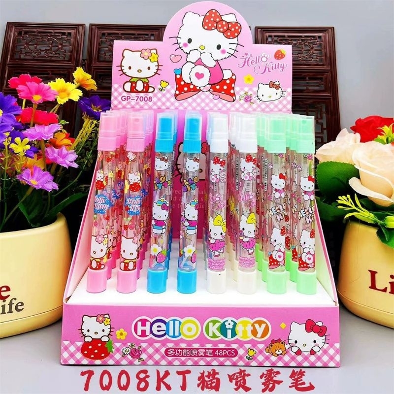 

DELUNASHOP Pulpen/Bolpoin + Botol Spray Lucu Motif hellokity,sinchan,genshin,stitch,pocha,buah2,lotso,capybara,panda,