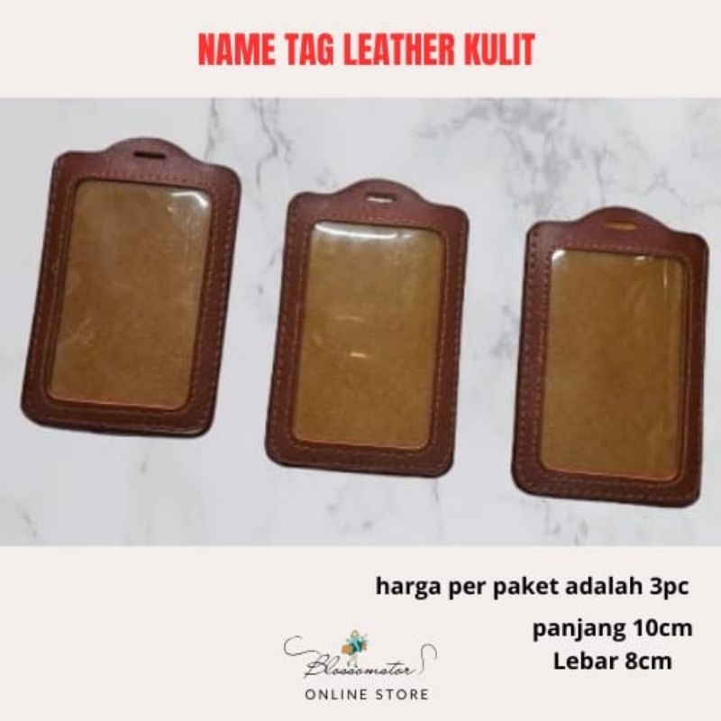 

FRAME CASING ID CARD KULIT (PER PAKET ISI 3 PC) / NAME TAG LEATHER BROWN / CARD HOLDER BAHAN KULIT