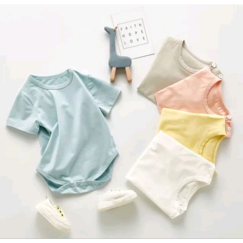 Jumper Bayi Polos Lengan Pendek/  Bodysuits warna Polos Newborn Bahan Lembut dan Tebal/ Jumper bayi 