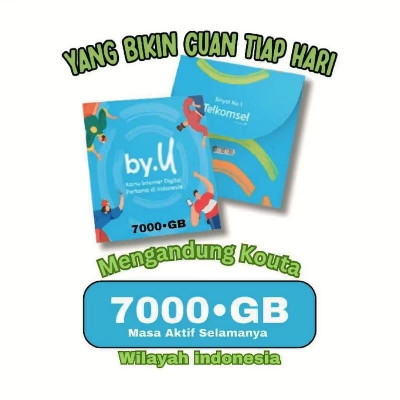 PROMO KARTU PERDANA By.U NOMOR CANTIK 10 DIGIT BONUS KUOTA 7000GB SEPUASNYA