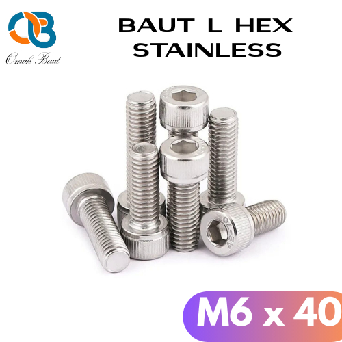 Baut L M6x40 Stainless Steel 304 / Hex Socket Screw Bolt M6 x 40 SS304