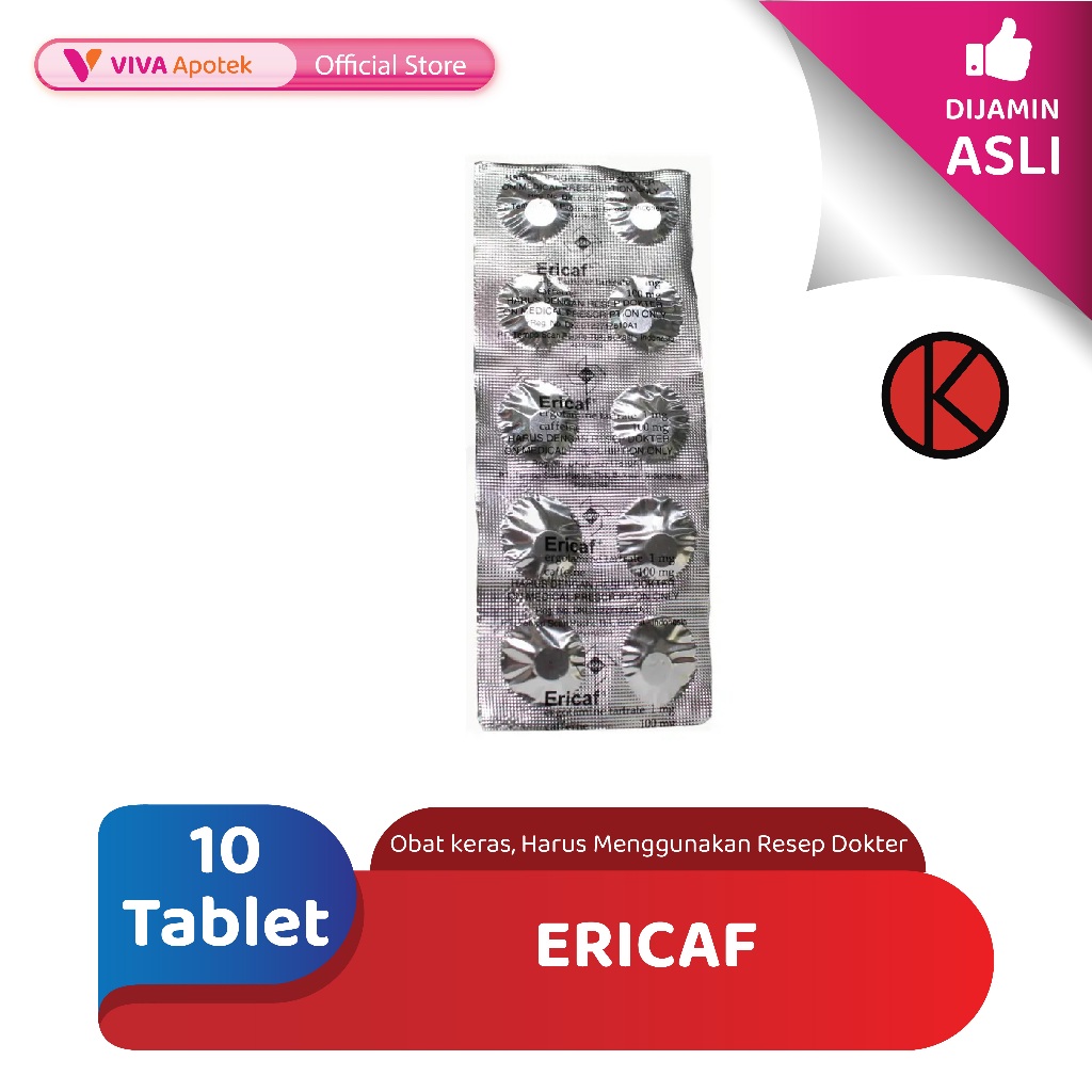Ericaf / Migrain Akut / Sakit Kepala Sebelah (10 Tablet)