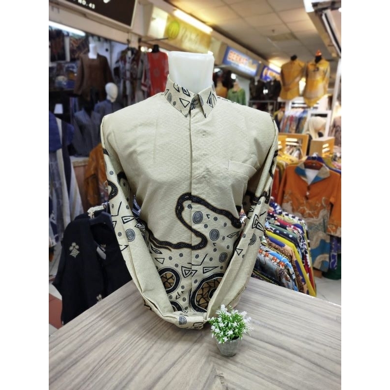 Batik pria solo modern lapis puring Tangan Panjang