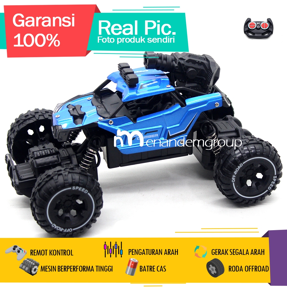 Mainan Mobil Remot Kontrol RC Offroad Rock Climbing Monster Truk Besi Metal Menembak