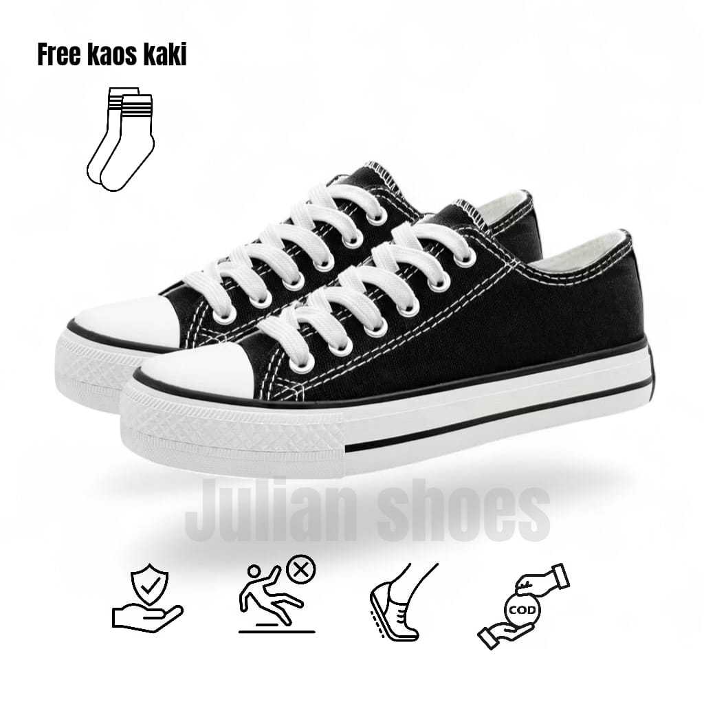 Sepatu Sekolah Pria Wanita NB Basket Hitam Putih Casual