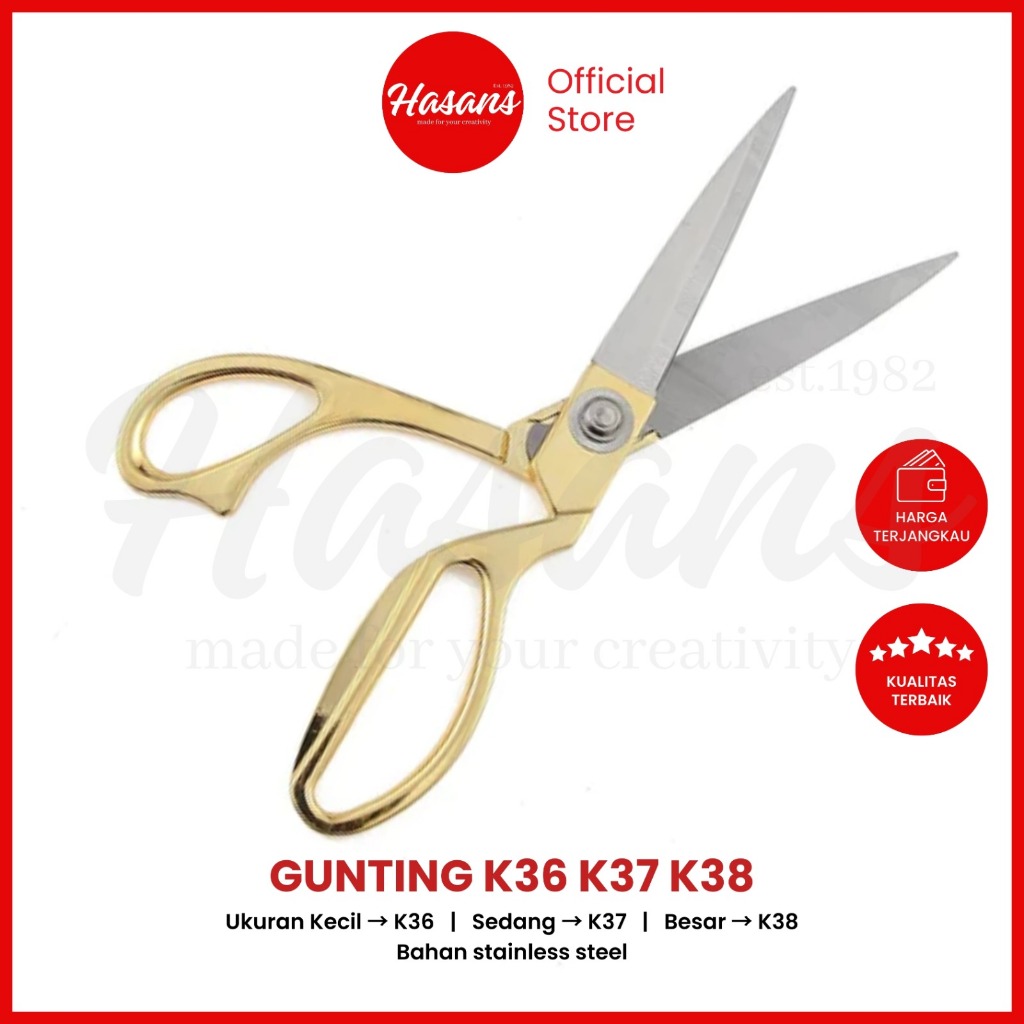 

Alat Gunting Kain Dengan Gagang Emas / Gunting Kain Bahan / Pemotong Kain / Gunting Serbaguna / Gunting K36 K37 K38