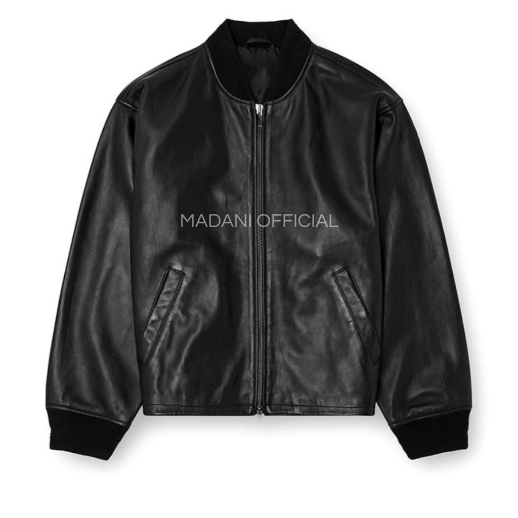 MDN x RUBY - Jaket Pria PU Leather Jacket Kulit Sintetis Viena Skena Oversize Klasik RIB Style Rider