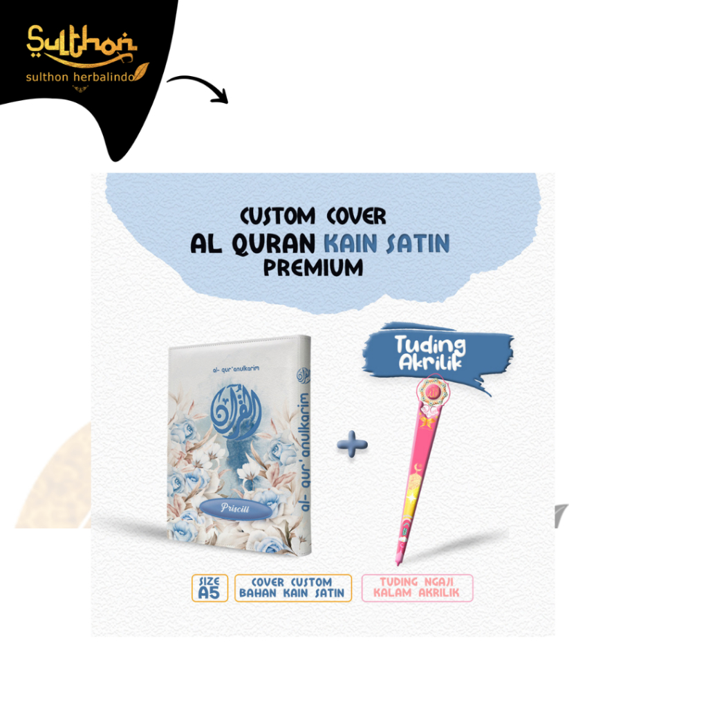 

Sulthon - Cover+ Kalam Al-quran Desain Anak Hanya Cover saja Bisa Custom Pakai Nama tanpa al-quran ukuran A5 Bahan Satin varian warna biru