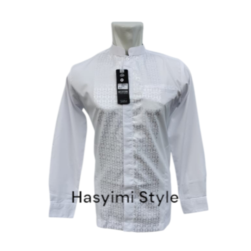 Baju Koko Muslim Hasgradini - India Putih Manset Atasan Pria