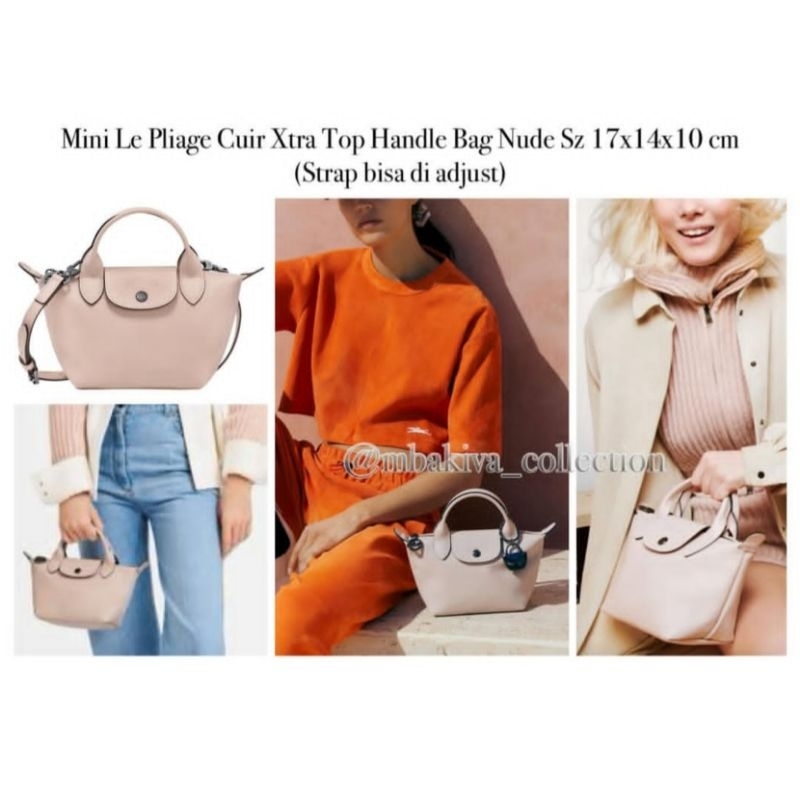 Mini Le Pliage Cuir Xtra Top Handle Bag Nude