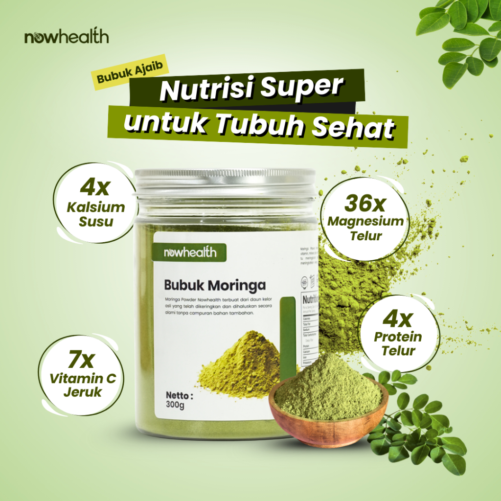 

Bubuk Daun Kelor 300 gr Nowhealth Serbuk Moringa Powder Organik