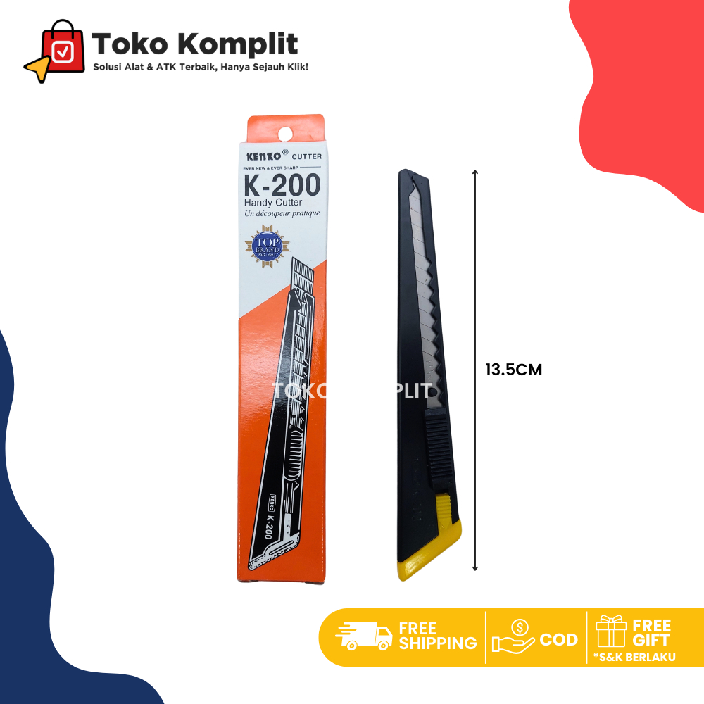 

Komplit - Cutter Kecil Kenko K-200 / Pisau Kater Pemotong Kertas Warna Hitam
