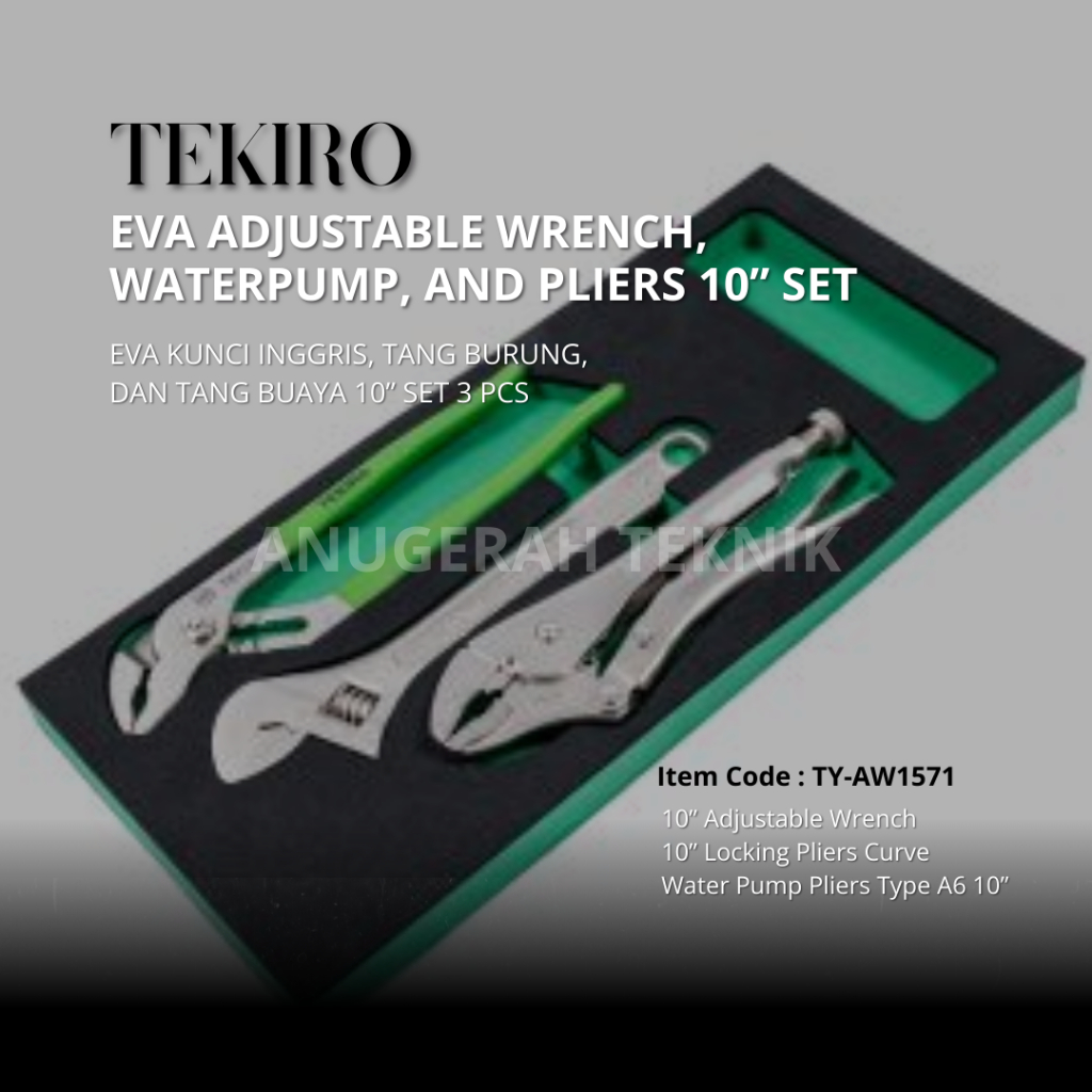 TEKIRO - EVA KUNCI INGGRIS, TANG BURUNG, DAN TANG BUAYA 10 INCH SET