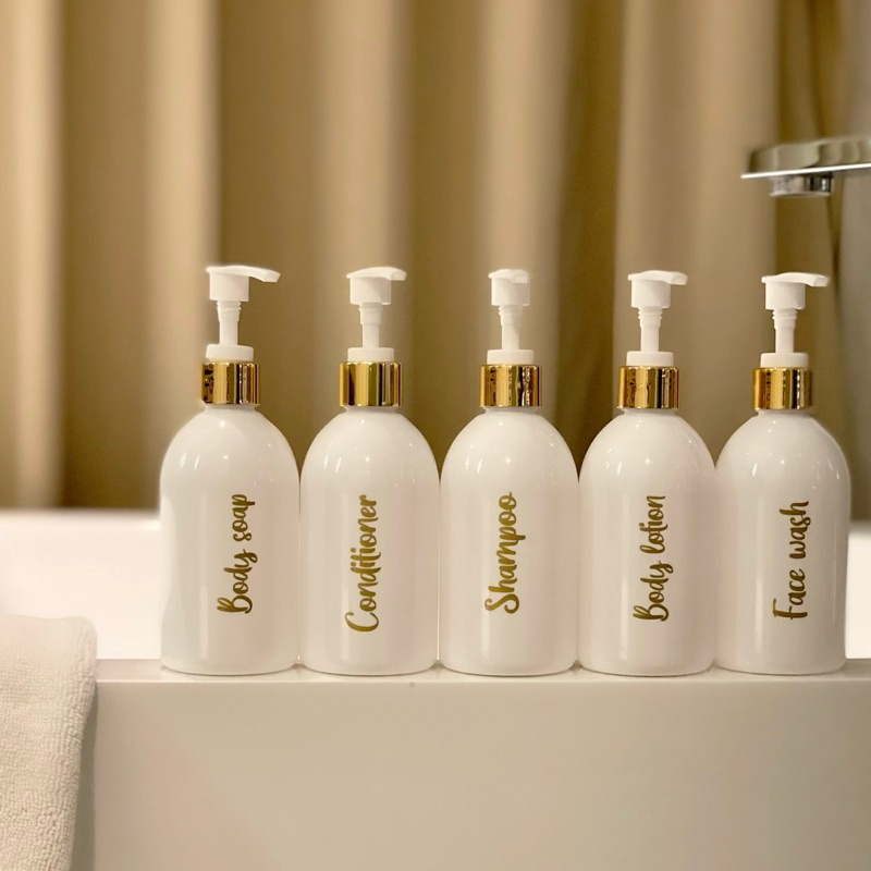 botol 250ml NEW PUTIH GOLD KECIL PUMP RING GOLD aesthetic bottle refill tempat sabun cair estetik