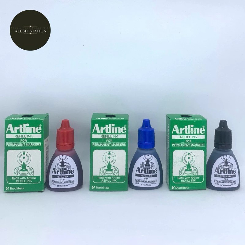 

ARTLINE Tinta Hitam Isi Ulang Spidol Permanen / Refil Permanent Marker 20 ml ESK 20R - Jefistore Studio