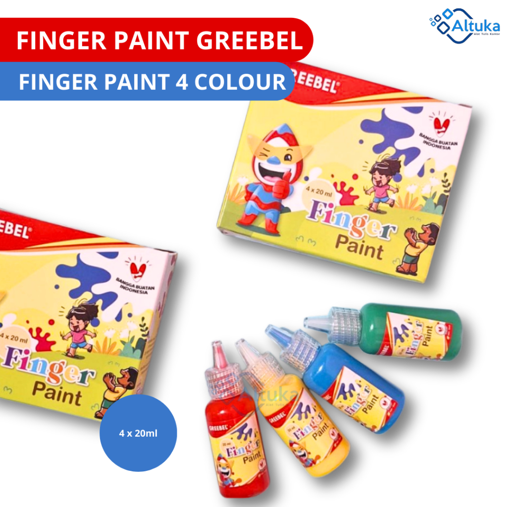 

(4pcs) Finger Paint Greebel 4 Warna 20ml / Cat Air Washable Edukasi dan Kreatifitas Anak