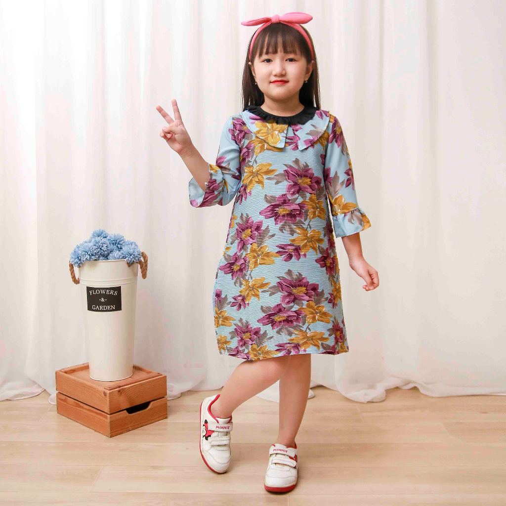 Baju Anak Perempuan Dress Turun Naik Usia 3 4 5 6 7 8 Tahun