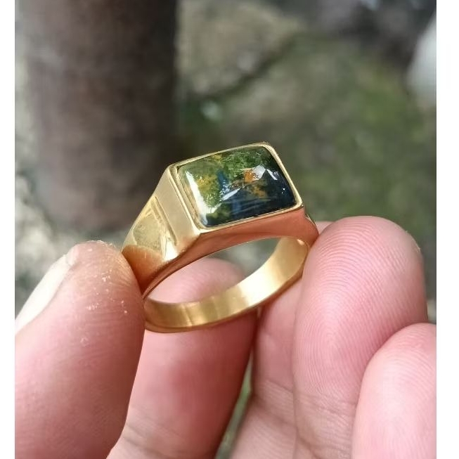 batu akik natural BACAN DOKO kembang panca warna 3D kotak lintang size-9/10