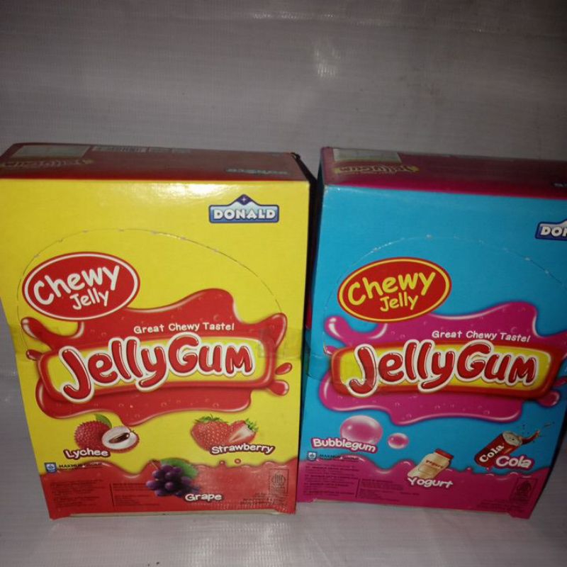 

Donald Jelly Gamat box isi 24pcs x 25gr jelly rasa Bubblegum Cola Yogurt Grape Lychee Strawberry