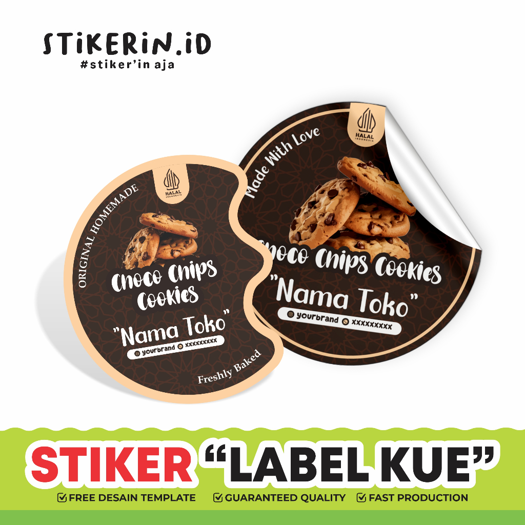 Sticker  (A3+)Stiker Label Kemasan Kue Kering/Stiker Nastar/Kue Kering Toples Lebaran / Free Cutting