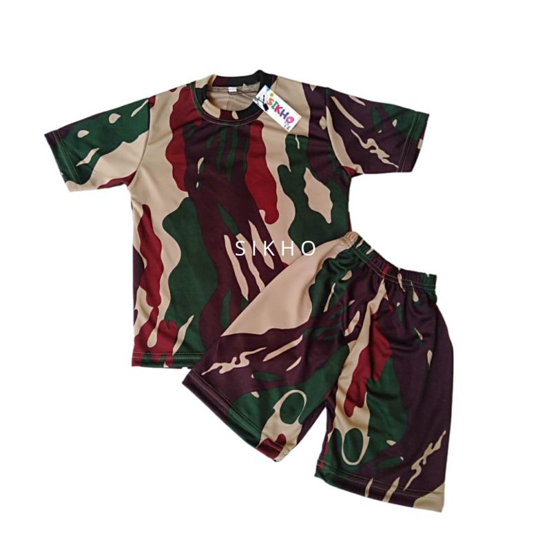 stelan anak TNI loreng,kaos dan celana murah laki laki perempuan
