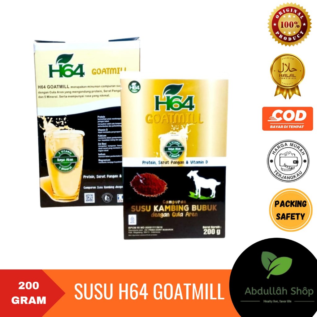 

Susu H64 Goatmill Gula Aren, Susu Kambing Etawa Susu Murni Varian rasa GULA AREN 200gr