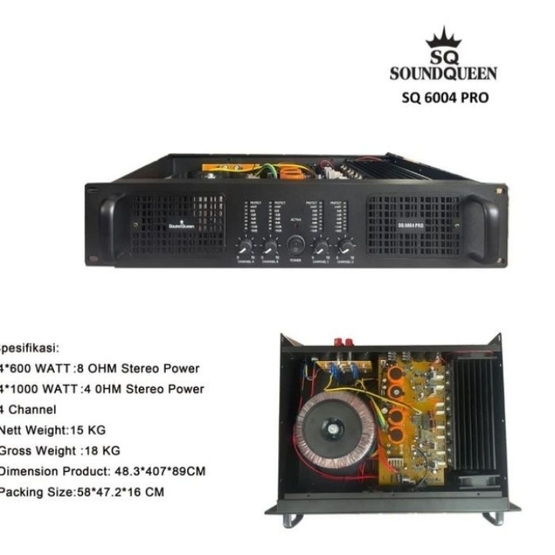 Power Soundqueen SQ6004 Pro Sq 6004pro 4 Channel Original
