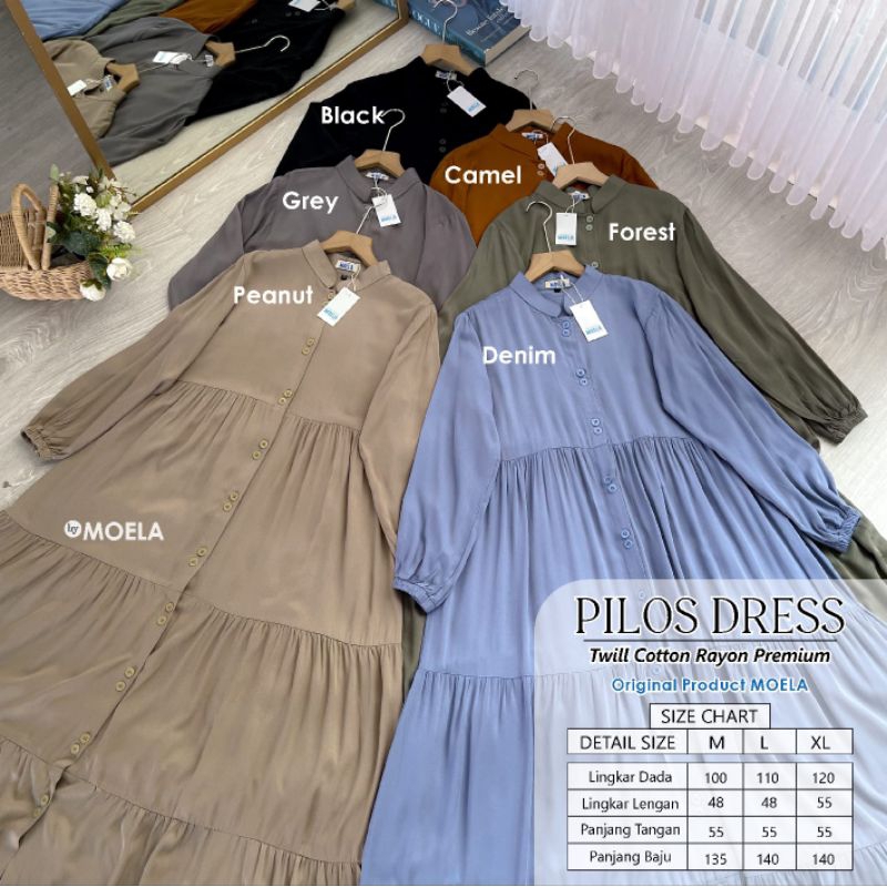 Pilos Dress Gamis Polos Jumbo Allsize Busui Premium Cotton Rayon Original Moela Berlabel
