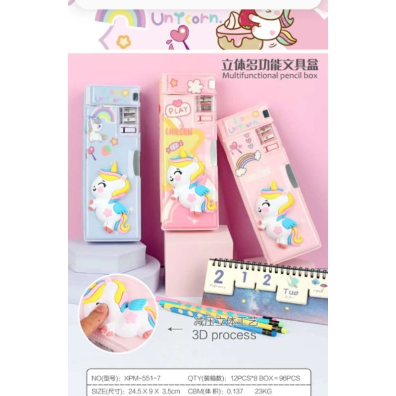 

Kotak pencil 3D/tempat pensil boneka timbul squishy/pencil case unicorn