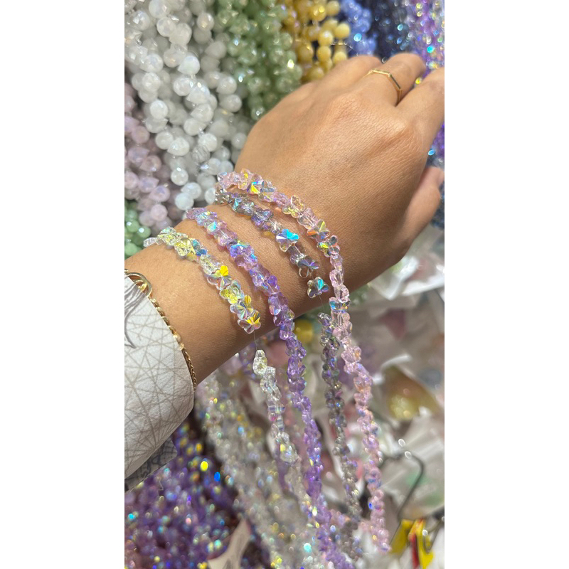 kristal Kupu -gelang kristal-manik kupu -monte kupu 8mm -bahan craft