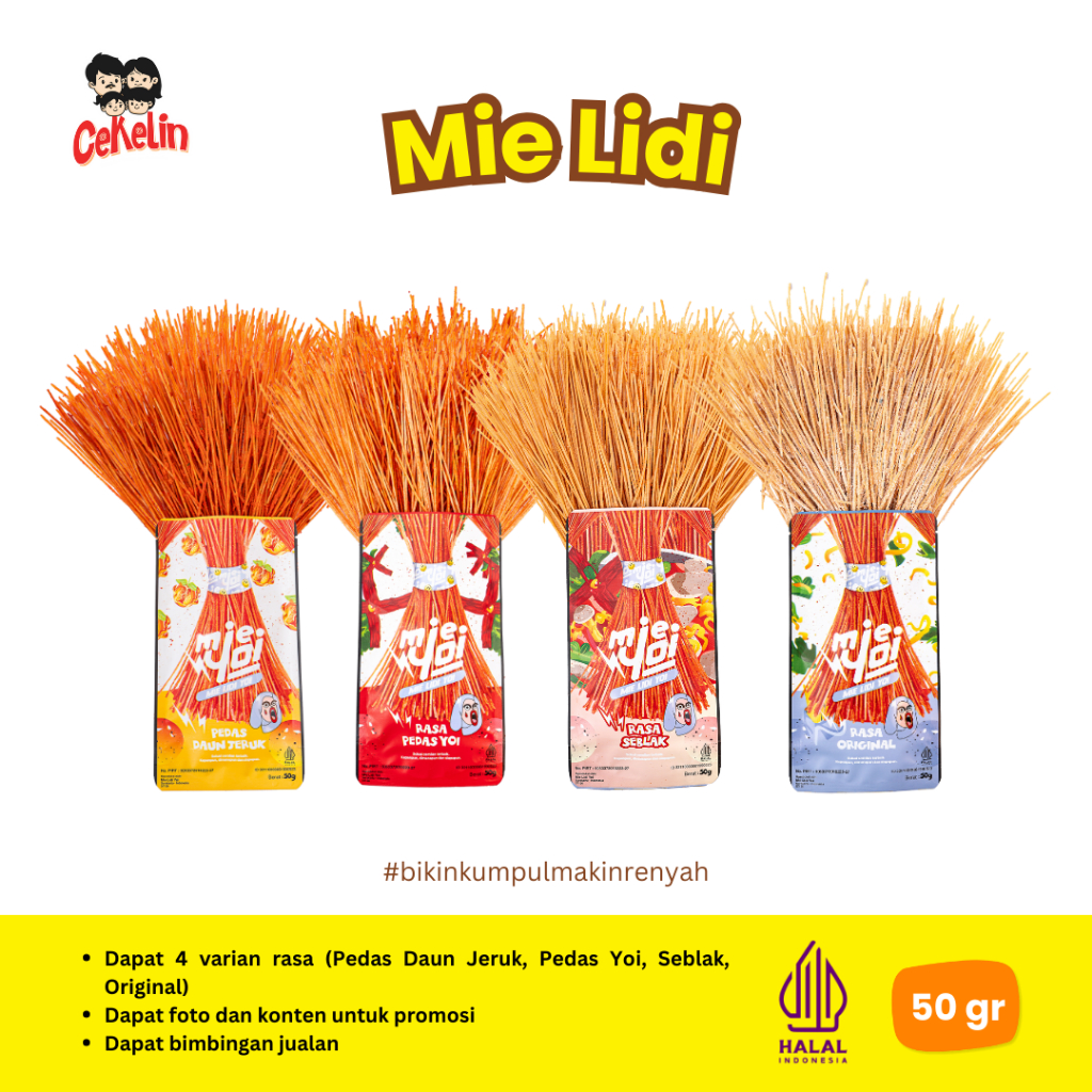 

CEKELIN Cemilan Mie Lidi - 50gr Beli 4 Hemat Banyak Gratis Ongkir