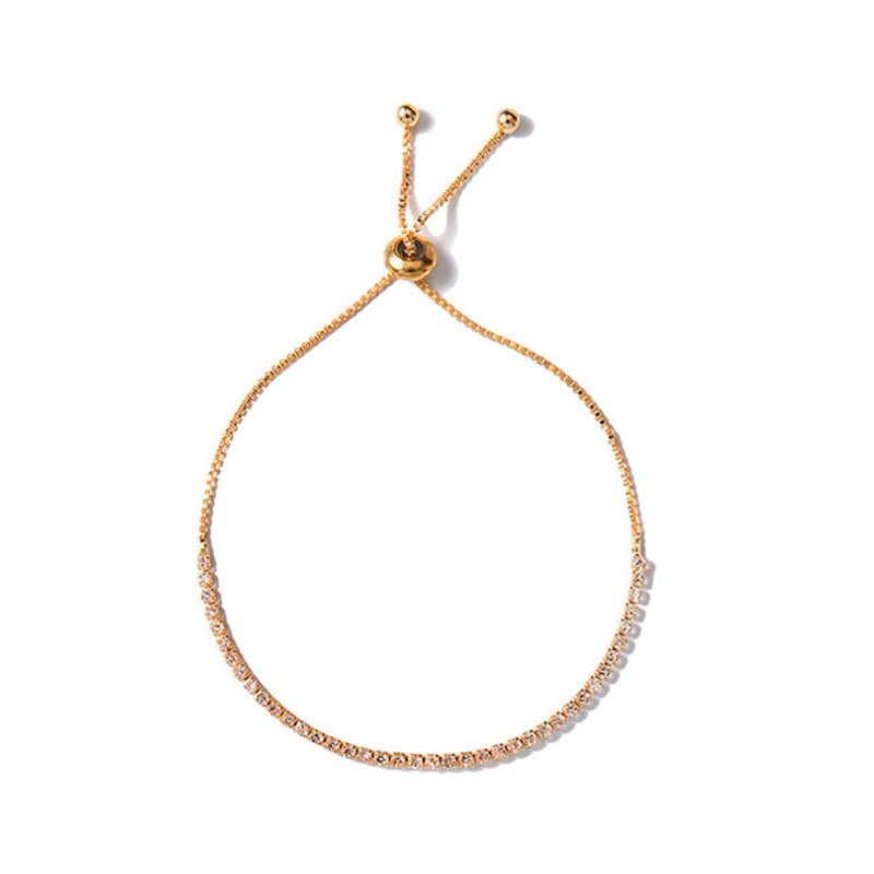 (GOLD) Gelang Serut Titanium Wanita Berlian Emas Perak Rantai Fashion Korea Gelang Aksesoris Wanita