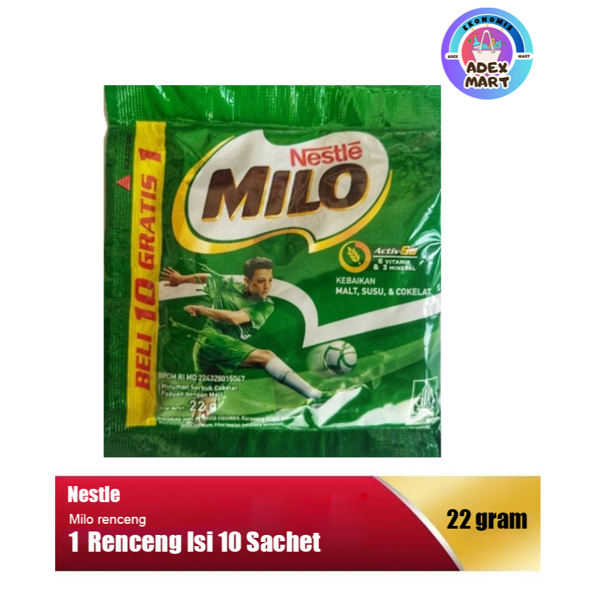 

Milo Renteng Activ GO Nestle Susu Bubuk Sachet 22gr isi 10 + 1 bonus