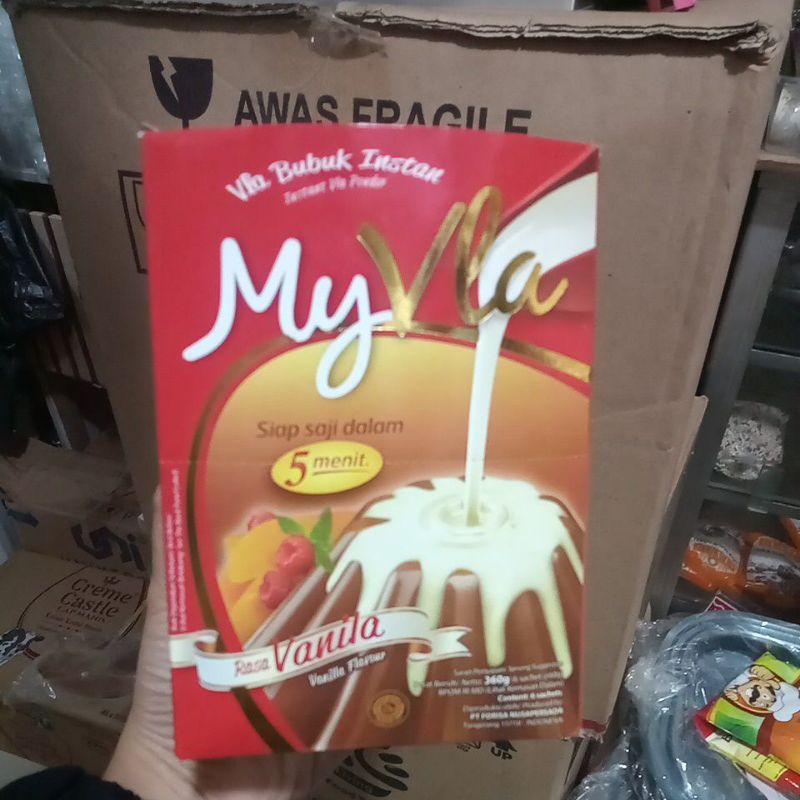 

myvla rasa vanila vla bubuk instan berat bersih/netto:360g(6 sachet@60g