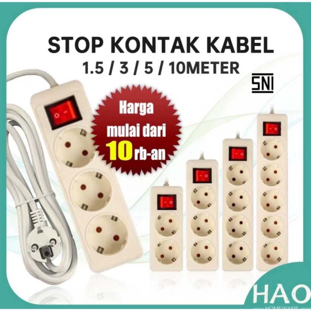 Stop kontak +KABEL 5 METER TERMINAL KUNINGAN 5lubang 4lubang 3lubang Terminal listrik 5meter