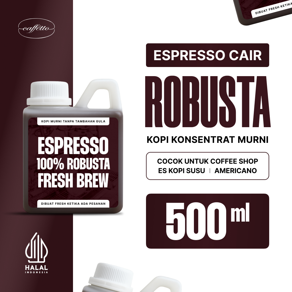

CAFFETTO - Espresso Concentrated - Espresso Cair 100% 500ml Pure Espresso Kopi biji bubuk ekstrak Konsentrat Murni Full Robusta 100% rekomendasi espresso literan Es Kopi Susu americano kopi hitam dari bahan kopi puntang specialty