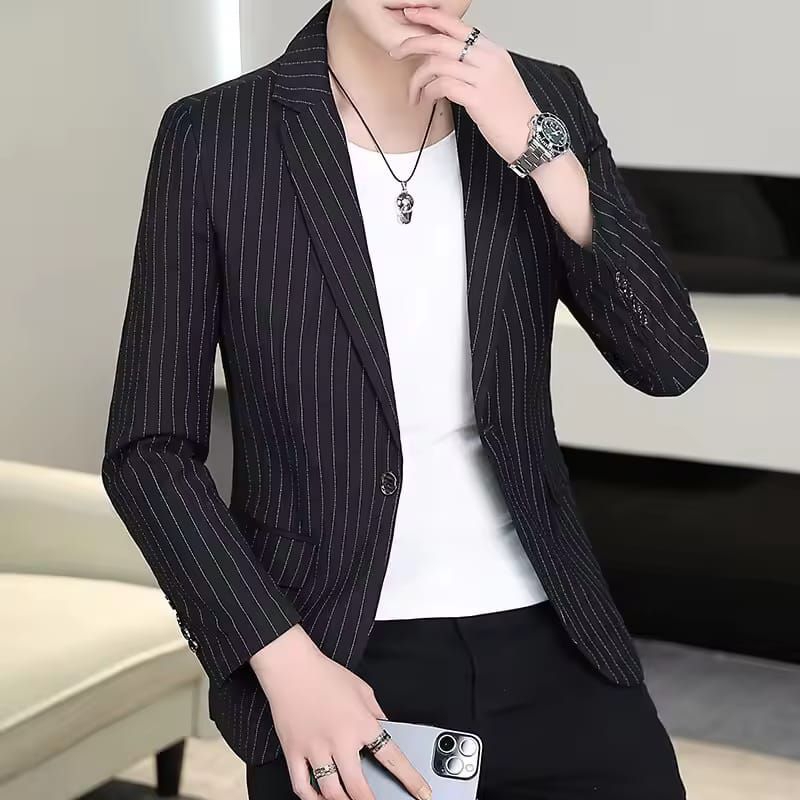 Blazer Pria motif salur/Jas blazer cowok salur/Casual pria