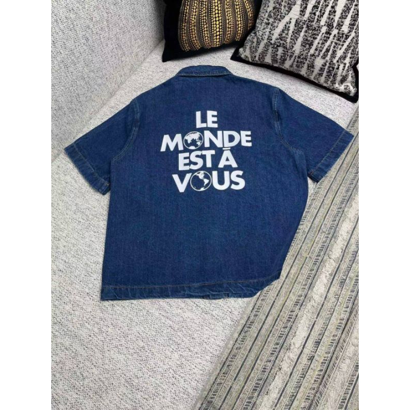 Kemeja Denim Pria Lengan Pendek Lv