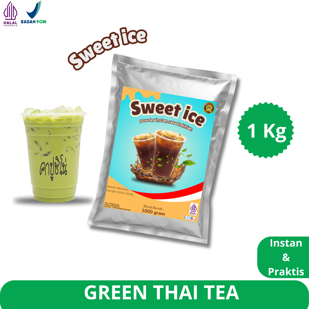 

Bubuk Minuman Green Thai Tea Kemasan 1Kg Serbuk Powder Drink GREEN TEA Mix Teh Hijau