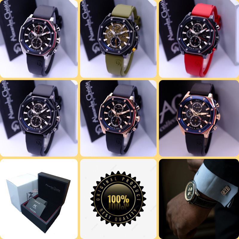 JAM TANGAN PRIA ALEXANDRE CHRISTIE COLLECTION AC 9601 GC / AC9601 / 9601 ORIGINAL CHRONOGRAPH RUBBER