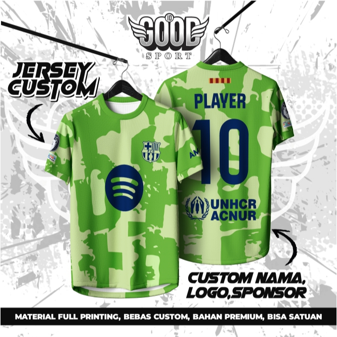 Jersey Barcelona Green Fantasy / Jersey Barcelona / Kaos Barcelona / Jersey Bola / Jersey Vintage
