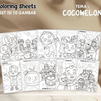 

KERTAS GAMBAR ANAK MEWARNAI KARAKTER COCOMELON 01 UKURAN A4 - COLORING SHEETS 1 SET ISI 10 GAMBAR
