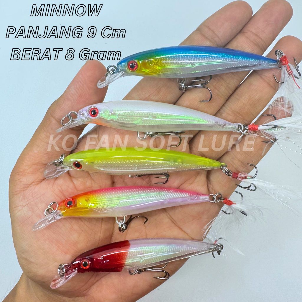 Minnow 9 cm/ 8 gram umpan pancing umpan bentuk ikan minnow sinking